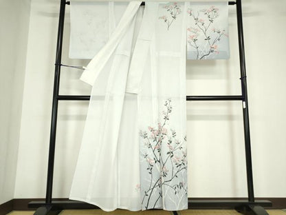 平和屋着物＊夏物 訪問着 絽 枝花文 暈し染め 洗える着物 DABA4482az