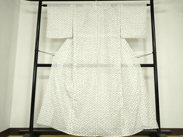 平和屋着物＊夏物 小紋 絽 枝花文 洗える着物 DABA4485az