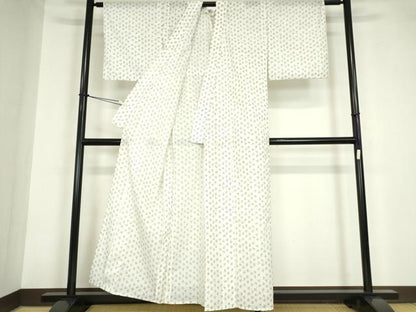平和屋着物＊夏物 小紋 絽 枝花文 洗える着物 DABA4485az