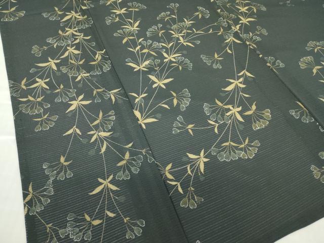 平和屋着物＊夏物 こむさでもーど・COMME CA DU MODE 小紋 絽 草花文 黒地 洗える着物 DABA4486az