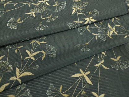 平和屋着物＊夏物 こむさでもーど・COMME CA DU MODE 小紋 絽 草花文 黒地 洗える着物 DABA4486az