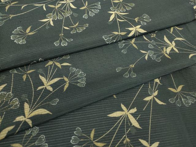 平和屋着物＊夏物 こむさでもーど・COMME CA DU MODE 小紋 絽 草花文 黒地 洗える着物 DABA4486az