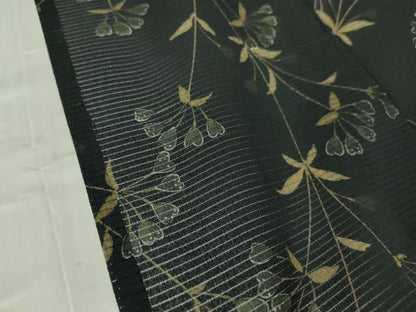 平和屋着物＊夏物 こむさでもーど・COMME CA DU MODE 小紋 絽 草花文 黒地 洗える着物 DABA4486az