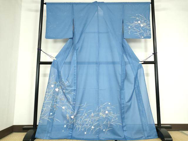 平和屋着物＊夏物　訪問着　絽　草葉文　洗える着物　DABA4487az