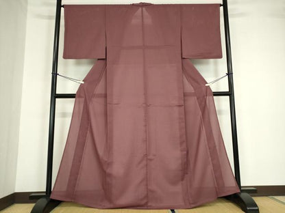 平和屋着物＊夏物 色無地 絽 麻蘇芳色 洗える着物 DABA4489az