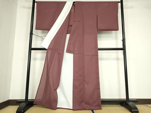 平和屋着物＊夏物 色無地 絽 麻蘇芳色 洗える着物 DABA4489az