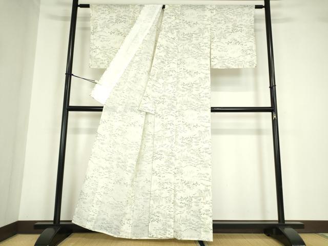 平和屋着物＊夏物 小紋 紗 草葉文 DABA4491az