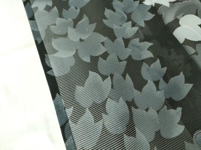 平和屋着物＊夏物 小紋 絽 葡萄蔦の葉文 黒地 洗える着物 DABA4495az