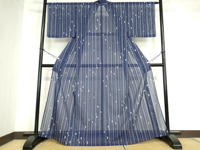 平和屋着物＊夏物 小紋 絽 矢羽間道 洗える着物 DABA4503az