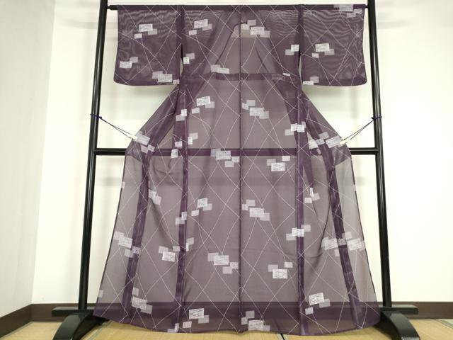 平和屋着物＊夏物 小紋 縦絽 色紙重ね文 洗える着物 DABA4504az
