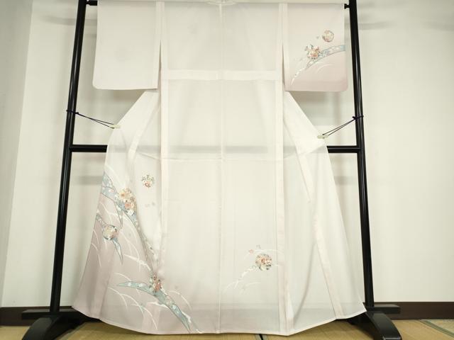 平和屋着物＊夏物　訪問着　絽　雪芝花丸文　さんび謹製　洗える着物　DABA4506az