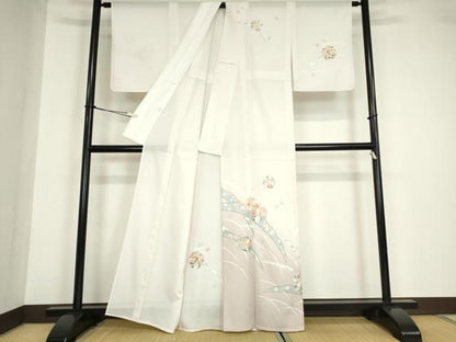 平和屋着物＊夏物　訪問着　絽　雪芝花丸文　さんび謹製　洗える着物　DABA4506az