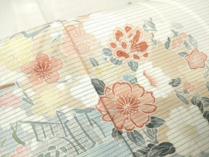 平和屋着物＊夏物　訪問着　絽　雪芝花丸文　さんび謹製　洗える着物　DABA4506az