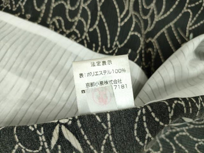 平和屋着物＊夏物 小紋 絽 流水に蜻蛉 黒地 洗える着物 DABA4508az
