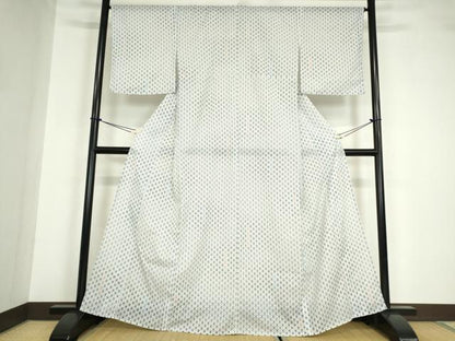 平和屋着物＊夏物 小紋 絽 花繋ぎ 洗える着物 DABA4511az