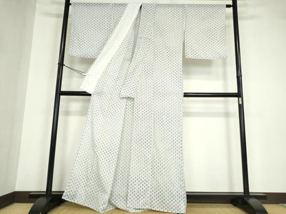 平和屋着物＊夏物 小紋 絽 花繋ぎ 洗える着物 DABA4511az