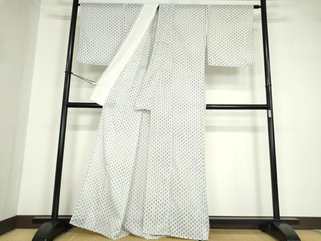 平和屋着物＊夏物 小紋 絽 花繋ぎ 洗える着物 DABA4511az
