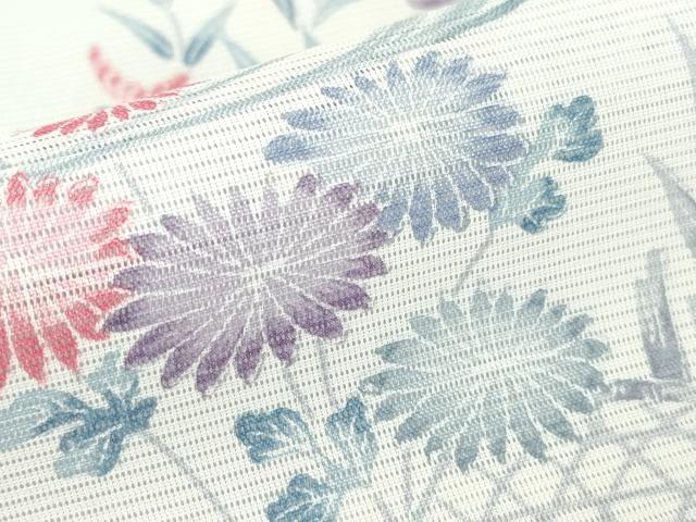 平和屋着物＊夏物 小紋 絽 籬流水花文 洗える着物 DABA4517az