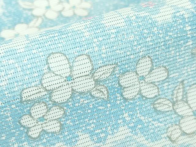 平和屋着物＊夏物 小紋 絽 雲取り花文 洗える着物 DABA4519az