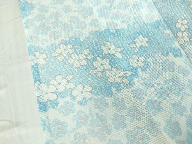 平和屋着物＊夏物 小紋 絽 雲取り花文 洗える着物 DABA4519az