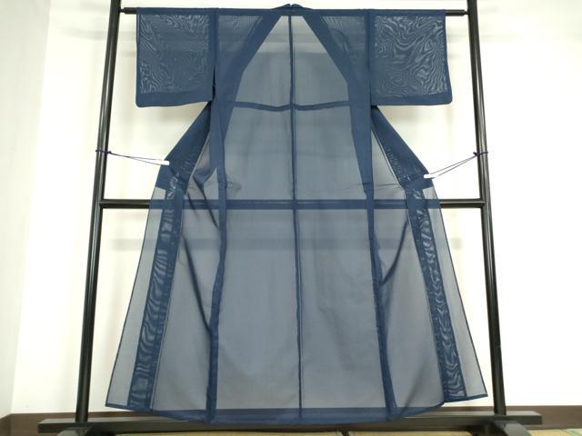 平和屋着物＊夏物 色無地 絽 留紺色 正絹 逸品 DABA4520az