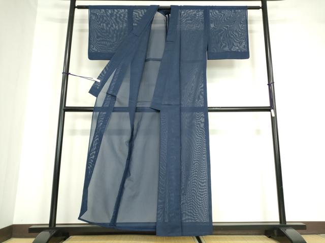 平和屋着物＊夏物 色無地 絽 留紺色 正絹 逸品 DABA4520az