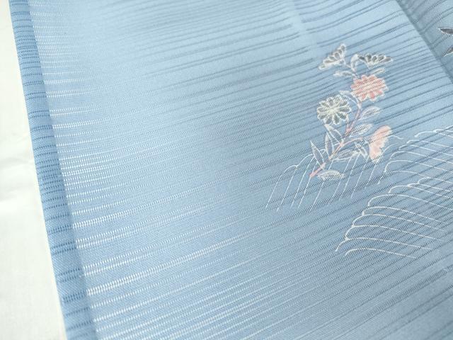 平和屋着物＊夏物 小紋 変わり絽 飛鳥花文 洗える着物 DABA4527az