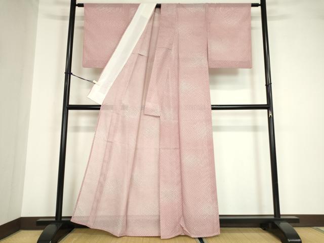 平和屋着物＊夏物 小紋 絽 格子 洗える着物 DABA4532az
