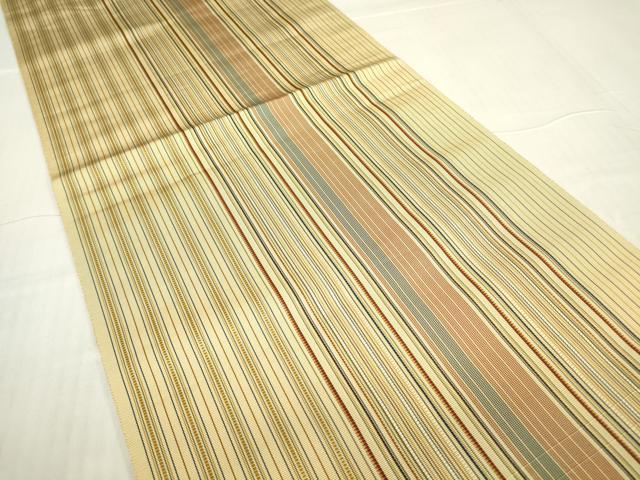 平和屋着物●本場筑前博多織 八寸名古屋帯 縞 正絹 逸品 DABA4545az