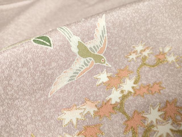 平和屋着物●訪問着 流水片輪車花鳥文 金彩 正絹 逸品 DABA4560az