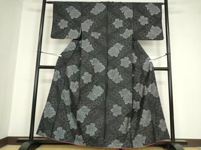 平和屋着物●本場大島紬 7マルキ 舞花文 正絹 逸品 DABA4561az