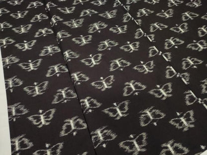 平和屋着物●久留米絣 単衣 綿 舞蝶文 黒地 逸品 DABA4572az