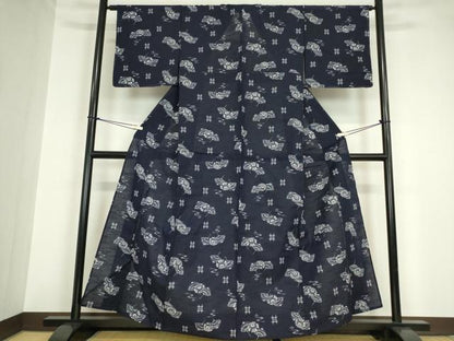 平和屋着物●久留米絣　単衣　綿　番傘　逸品　未使用　DABA4576az