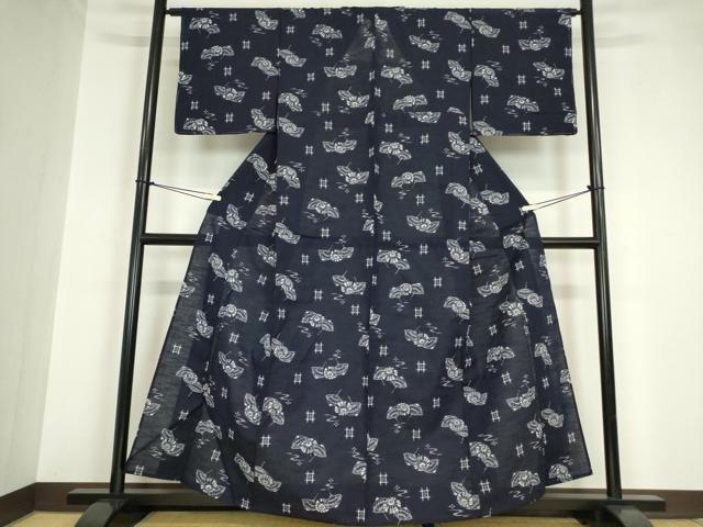 平和屋着物●久留米絣　単衣　綿　番傘　逸品　未使用　DABA4576az