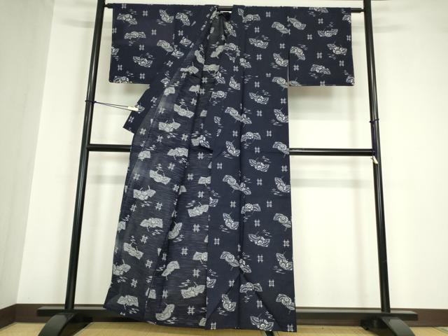 平和屋着物●久留米絣　単衣　綿　番傘　逸品　未使用　DABA4576az