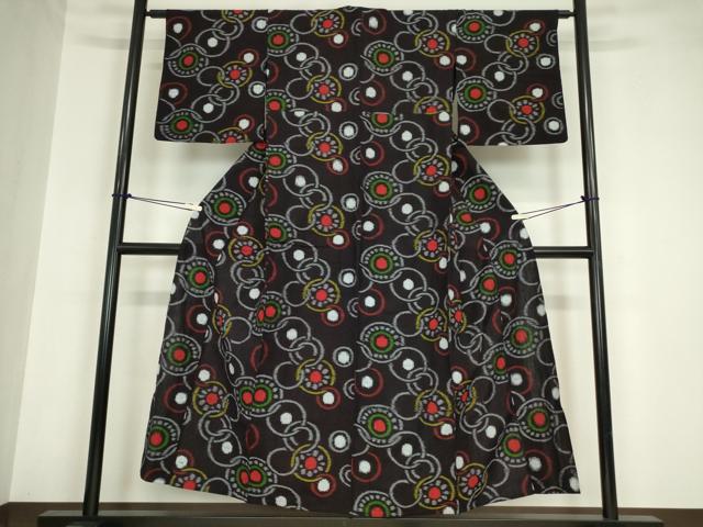 平和屋着物●久留米絣 単衣 綿 丸繋ぎ 逸品 DABA4577az