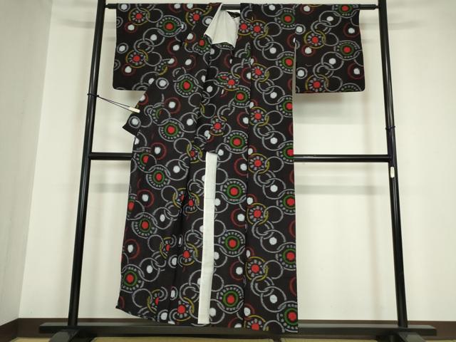 平和屋着物●久留米絣 単衣 綿 丸繋ぎ 逸品 DABA4577az