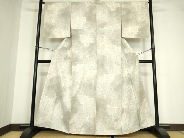 平和屋着物●上質な紬 格子花文 正絹 逸品 DABA4586az