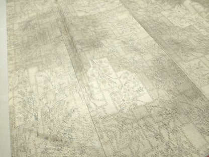 平和屋着物●上質な紬 格子花文 正絹 逸品 DABA4586az