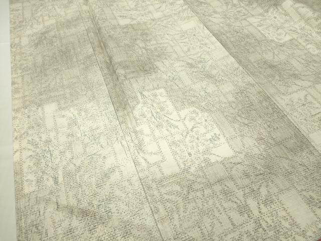 平和屋着物●上質な紬 格子花文 正絹 逸品 DABA4586az