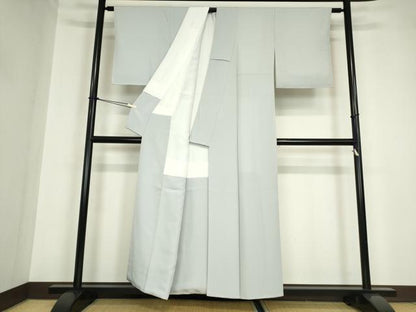 平和屋着物●上質な色無地　藍白色　正絹　逸品　未使用　DABA4588az