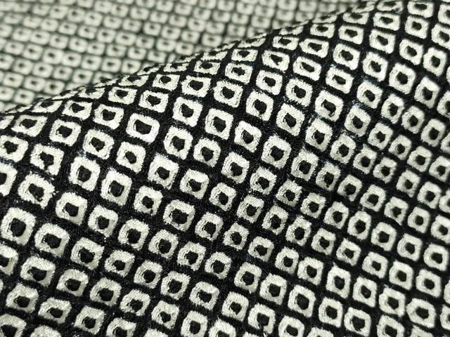 平和屋着物●大変加工の良い総絞り小紋 黒地 正絹 逸品 DABA4589az