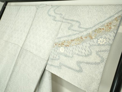 平和屋着物●訪問着 総絞り 刺繍 流水花文 金彩 正絹 逸品 DABA4590az