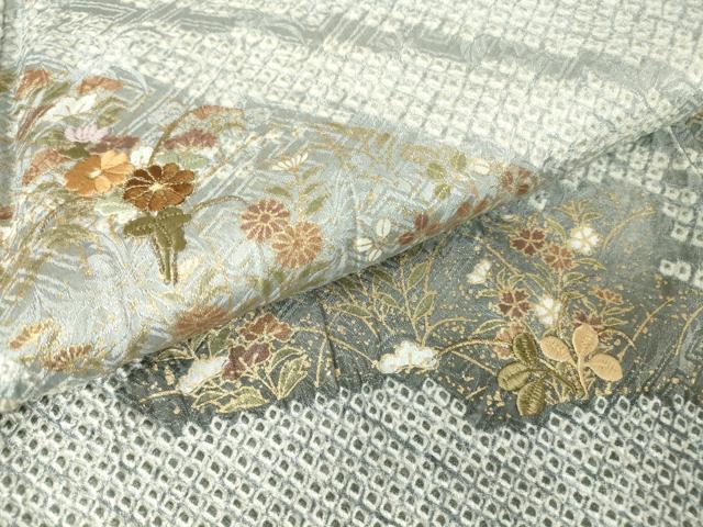 平和屋着物●訪問着 総絞り 刺繍 流水花文 金彩 正絹 逸品 DABA4590az