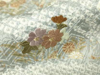 平和屋着物●訪問着 総絞り 刺繍 流水花文 金彩 正絹 逸品 DABA4590az