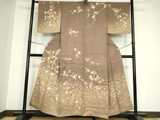 平和屋着物●訪問着 駒刺繍 橘 暈し染め 金彩 正絹 逸品 DABA4595az