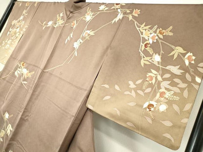 平和屋着物●訪問着 駒刺繍 橘 暈し染め 金彩 正絹 逸品 DABA4595az