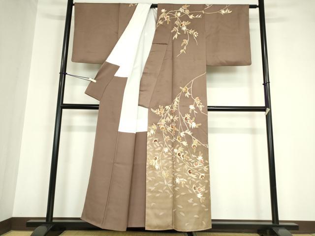 平和屋着物●訪問着 駒刺繍 橘 暈し染め 金彩 正絹 逸品 DABA4595az