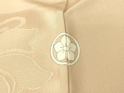 平和屋着物●上質な色無地　七宝花地紋　肌色　正絹　逸品　DABA4603az