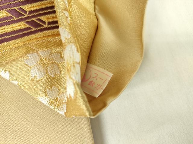 平和屋着物▼六通柄袋帯 渡り橋舞桜文 金糸 鈴乃屋扱い 正絹 逸品 DABA4619az
